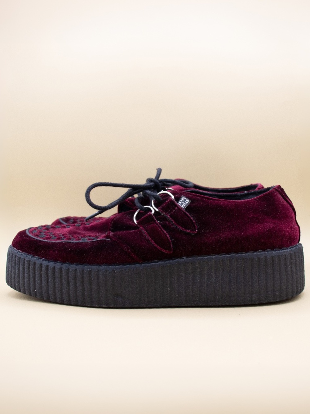 TUK Creeper Burgundy Velvet Platform Shoes 13816 Men's Size 10